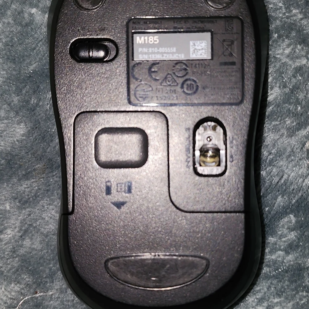 Logitech M185 Wireless Mouse.  Dark Gray and Light Gray